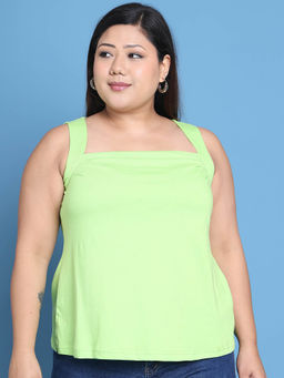 theRebelinme - Green Solid Regular Fit Top