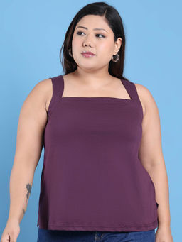 theRebelinme - Purple Solid Regular Fit Top