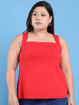 theRebelinme - Red Solid Regular Fit Top