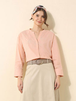 U.S. POLO ASSN. - Pink Embroidered Regular Fit Top