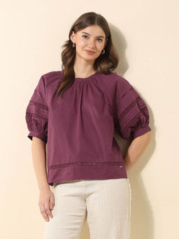 U.S. POLO ASSN. - Purple Solid Regular Fit Top