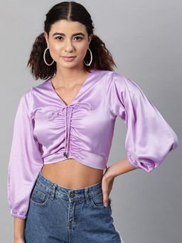 STREET 9 - Lavender Satin Crop Top
