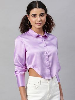 STREET 9 - Lavender Satin Crop Top