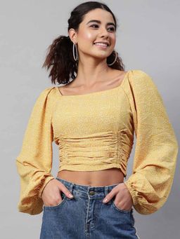 STREET 9 - Yellow Printed Crop Top