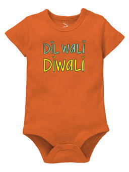 Zeezeezoo - Dil Wali Diwali Baby Printed Onesie - Orange