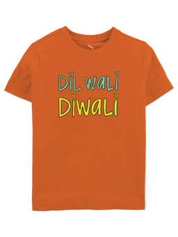 Zeezeezoo - Dil Wali Diwali Printed T-shirt - Orange