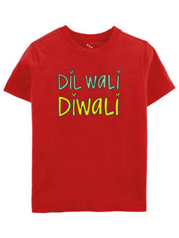 Zeezeezoo - Dil Wali Diwali Printed T-shirt - Red