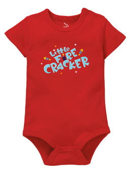 Zeezeezoo - Little Fire Cracker Diwali Baby Printed Onesie - Red