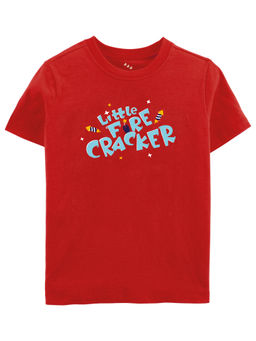 Zeezeezoo - Little Fire Cracker Diwali Printed T-shirt - Red