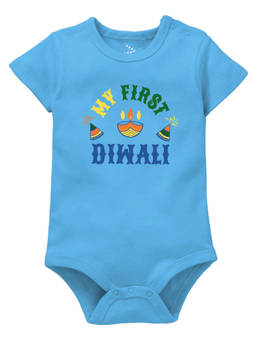 Zeezeezoo - My 1St Diwali Printed Onesie - Light Blue