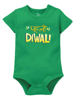 Zeezeezoo - Pehli Diwali Baby Printed Onesie - Green