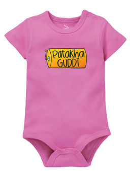 Zeezeezoo - Pathaka Guddi Diwali Baby Printed Onesie - Pink