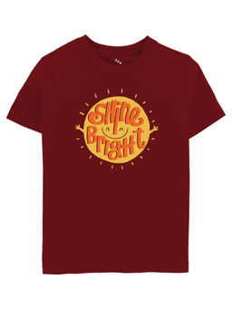 Zeezeezoo - Shine Bright Diwali Printed T-shirt - Maroon