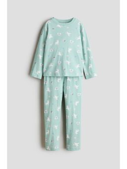 H&M - Girls Turquoise Printed Cotton Pyjamas