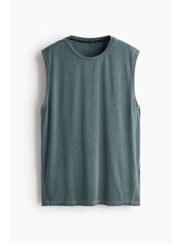 H&M - Men Green Regular Fit Sports Vest Top With Drymove