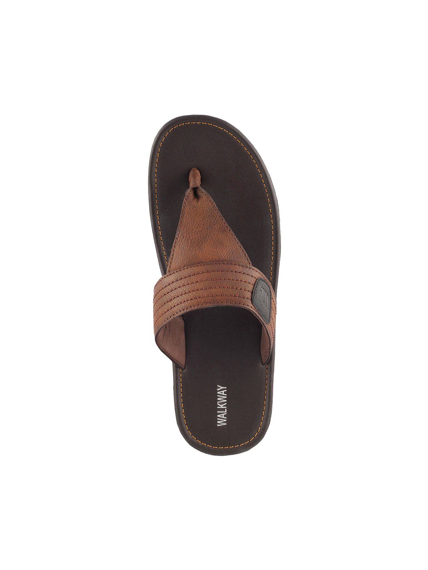 Buy Walkway Brown Textured Flipflops Online