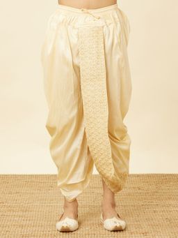 Manyavar - Beige Art Silk Solid Traditional Lowers