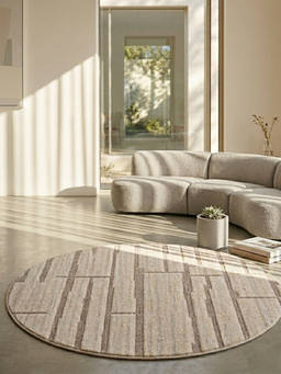 Neu Looms - Hand Tufted Modern Abstract Round Wool Rug- Beige