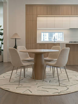 Neu Looms - Hand Tufted Modern Abstract Round Wool Rug- Ivory