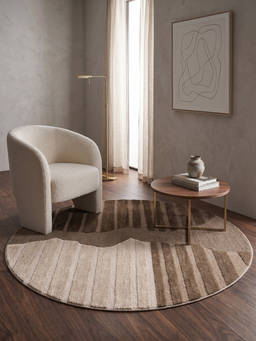 Neu Looms - Hand Tufted Modern Abstract Round Wool Rug- Brown Beige