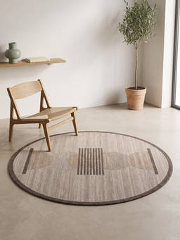 Neu Looms - Hand Tufted Modern Minimalist Round Wool Rug- Beige