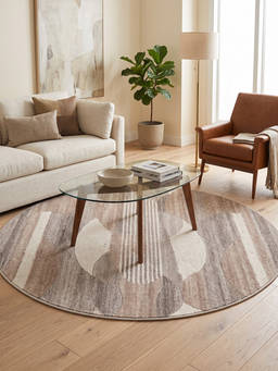 Neu Looms - Hand Tufted Modern Minimalist Round Wool Rug- Beige