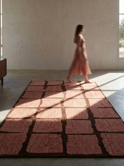 Neu Looms - Hand Tufted Modern Geometric Wool Area Rug- Pink Brown