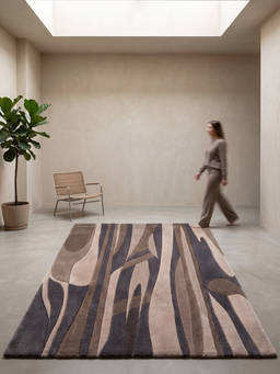 Neu Looms - Hand Tufted Modern Abstract Wool Area Rug- Brown Charcoal