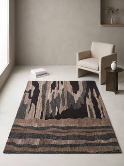 Neu Looms - Hand Tufted Modern Abstract Wool Area Rug- Brown Grey