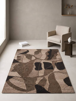 Neu Looms - Hand Tufted Modern Abstract Wool Area Rug- Brown Beige