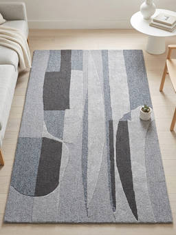 Neu Looms - Hand Tufted Modern Abstract Wool Silk Area Rug- Grey