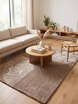 Neu Looms - Hand Tufted Modern Geometric Wool Area Rug- Beige