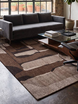 Neu Looms - Hand Tufted Modern Abstract Wool Area Rug- Mocha Brown