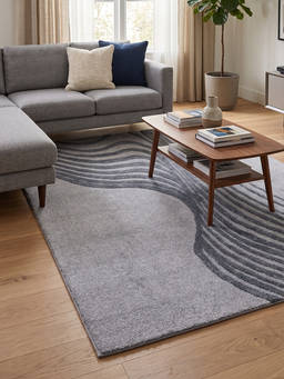 Neu Looms - Hand Tufted Modern Wave Wool Silk Area Rug- Grey