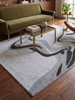 Neu Looms - Hand Tufted Wool Silk Area Rug- Modern Wave Beige