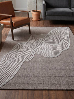 Neu Looms - Hand Tufted Wool Silk Area Rug- Abstract Contour Grey