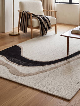Neu Looms - Hand Tufted Natural Wool Area Rug- Abstract Flow Beige