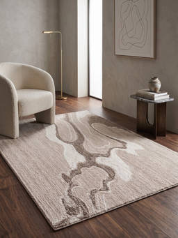 Neu Looms - Hand Tufted Natural Wool Area Rug- Abstract Marble Beige