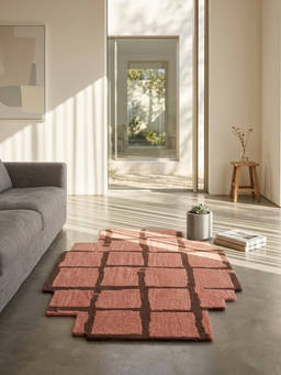 Neu Looms - Hand Tufted Modern Geometric Wool Shaped Rug- Pink Brown