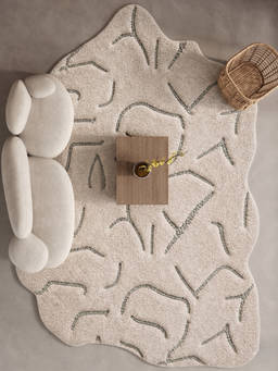 Neu Looms - Hand Tufted Modern Abstract Wool Shaped Rug- Beige