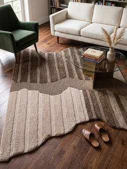 Neu Looms - Hand Tufted Modern Abstract Wool Shaped Rug- Brown Beige