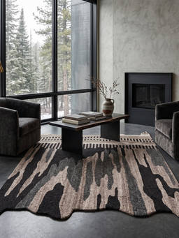 Neu Looms - Hand Tufted Modern Abstract Wool Shaped Rug- Brown Grey