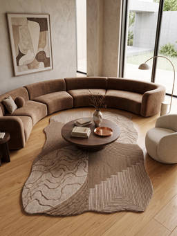 Neu Looms - Hand Tufted Modern Geometric Wool Shaped Rug- Beige