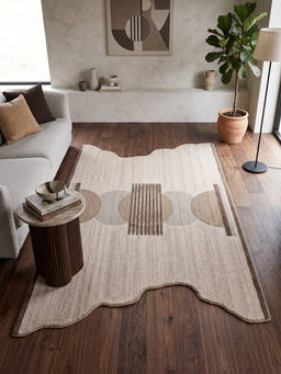 Neu Looms - Hand Tufted Modern Minimalist Wool Shaped Rug- Beige