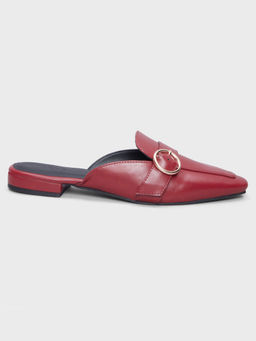 IYKYK by Nykaa Fashion - Elegant Maroon Pointy Buckle Belt Mules