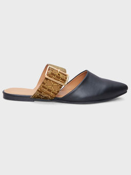 IYKYK by Nykaa Fashion - Werk it Girl Black Monogram Close Toe Flat Mule