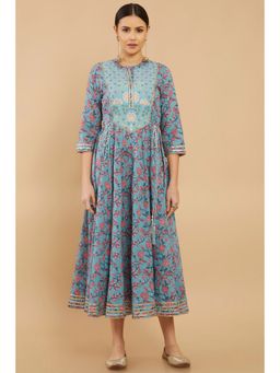 Soch - Women Green Cotton Floral Kurta