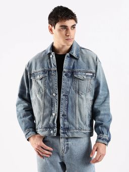Calvin Klein - Men Blue Solid Regular Fit Cotton Denim Jacket