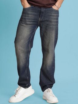 Bene Kleed - Men Blue Dark Shade Tinted Relaxed Fit Jeans
