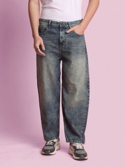 Bene Kleed - Men Blue Tinted Baggy Fit Jeans